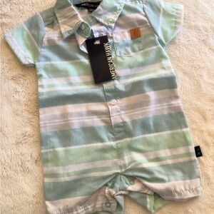 American Hawk Green Striped Kids One Piece